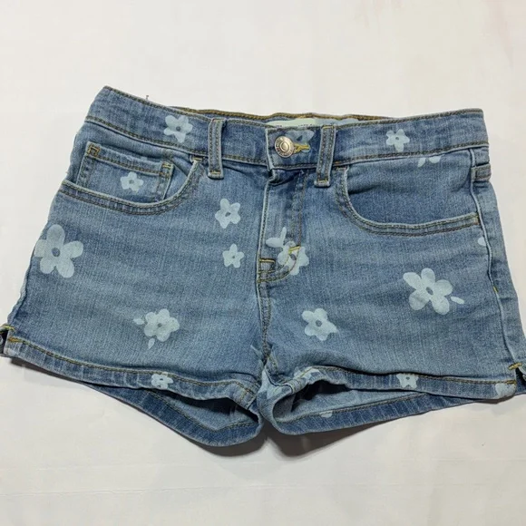 Levi’s Shorty Denim Shorts Floral Print Light Wash Girls 12 Regular - Picture 1 of 8